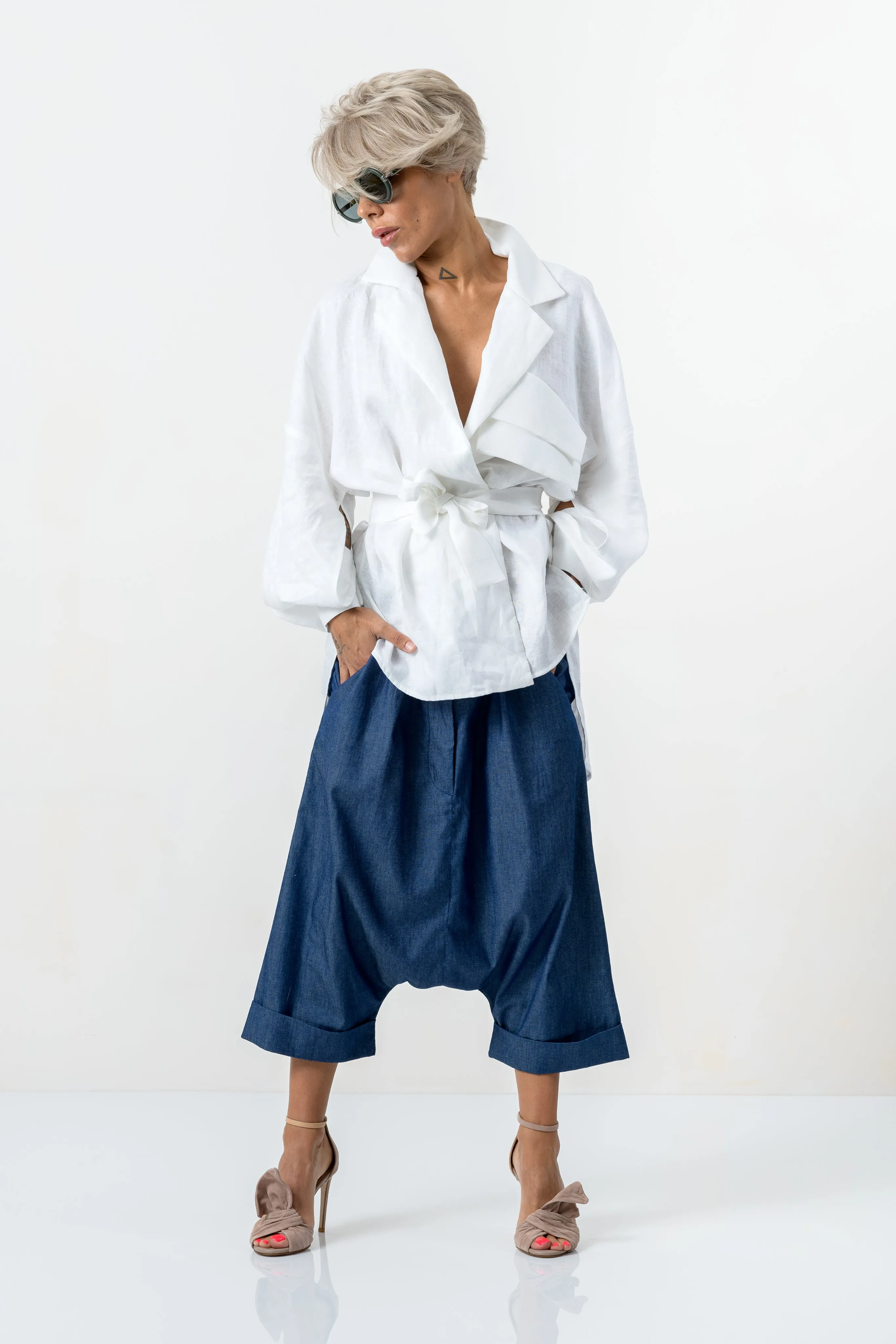 White Asymmetric Extravagant Shirt