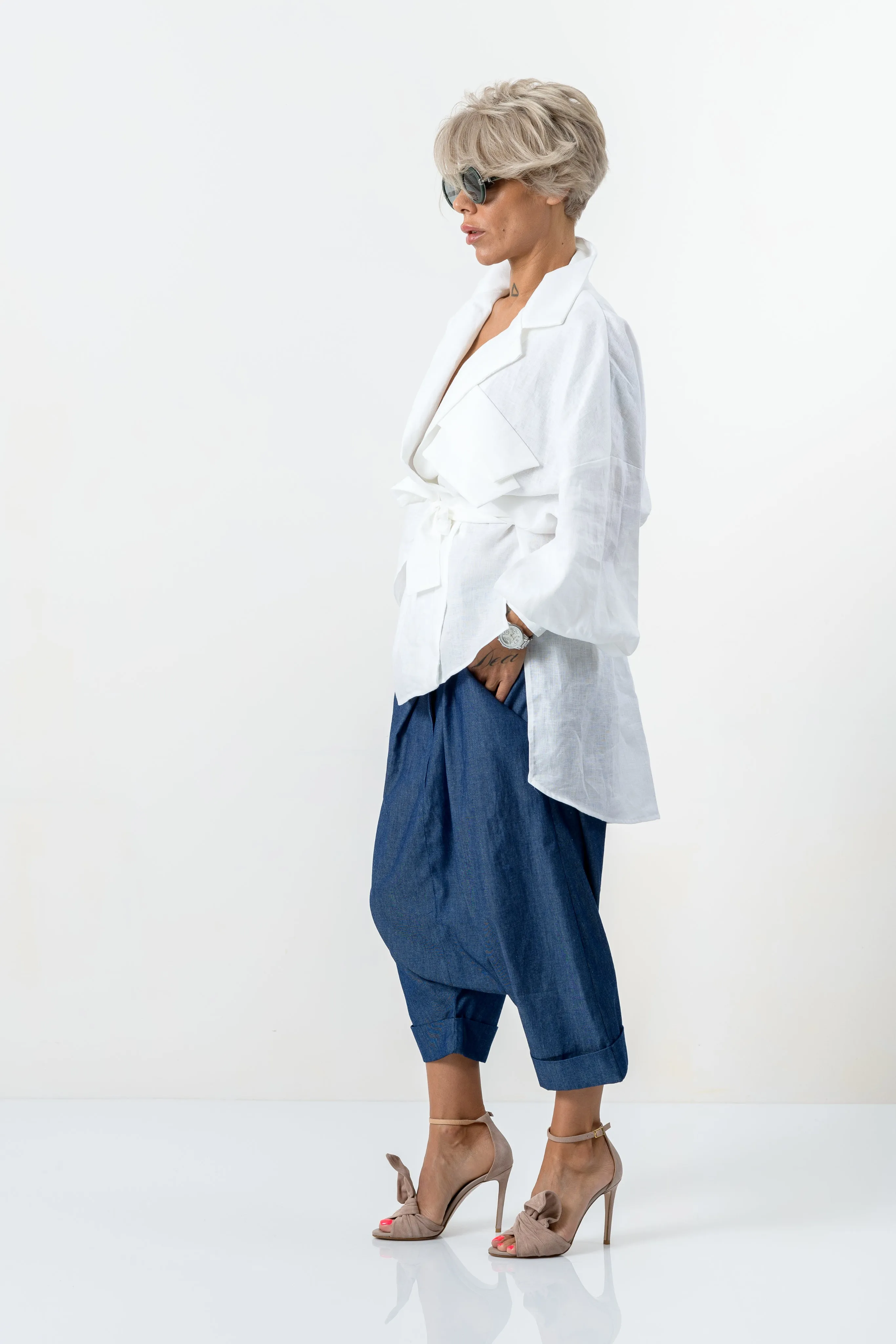 White Asymmetric Extravagant Shirt