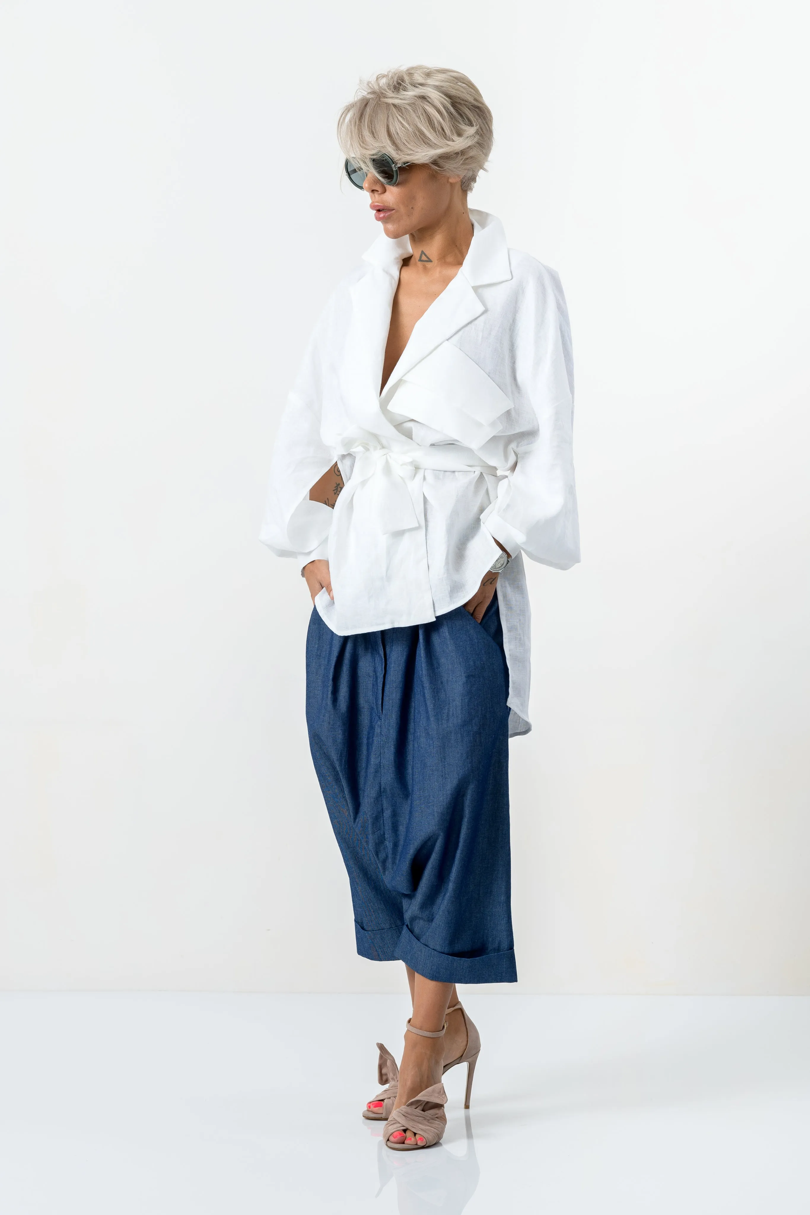 White Asymmetric Extravagant Shirt