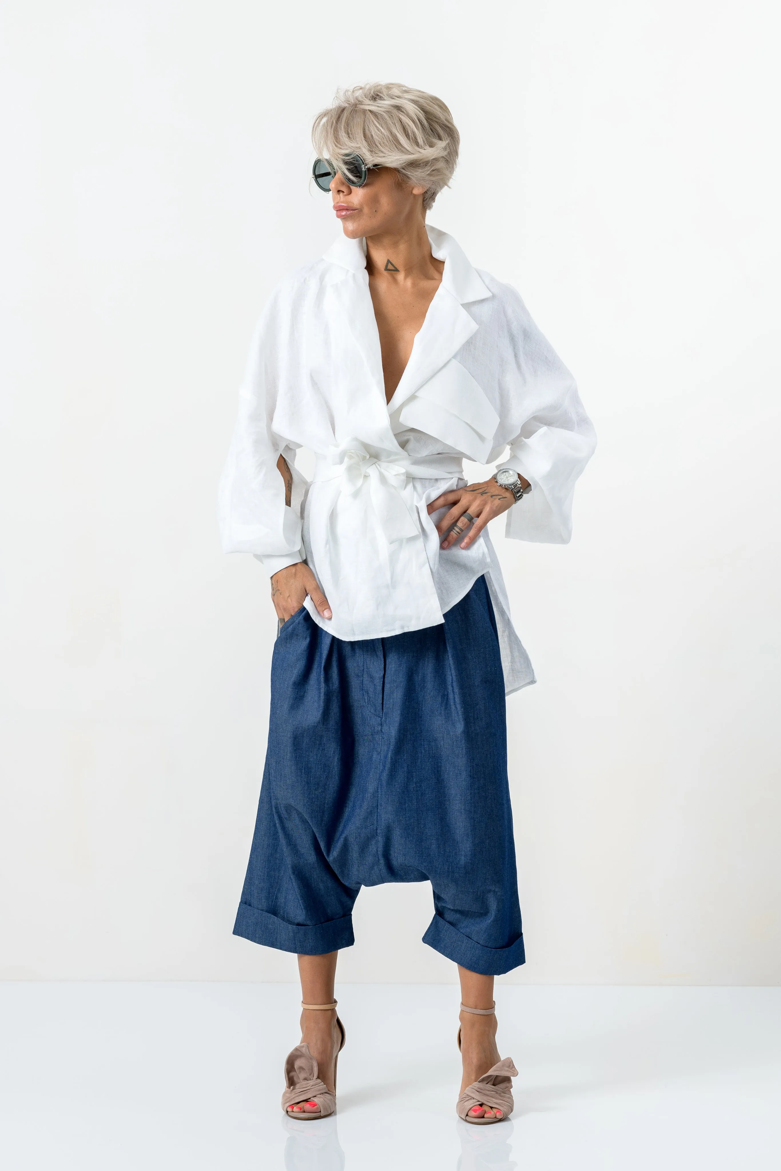 White Asymmetric Extravagant Shirt