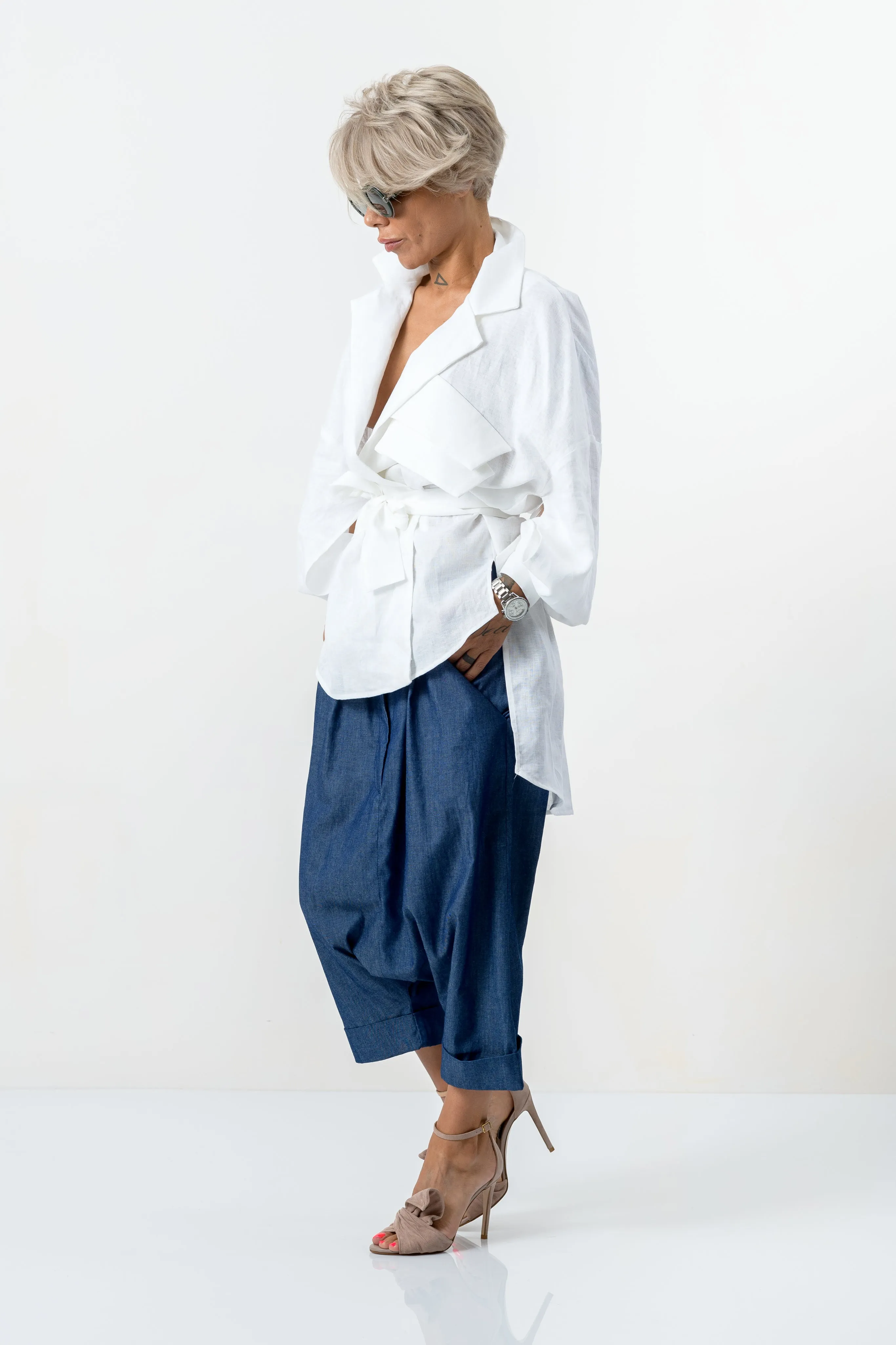 White Asymmetric Extravagant Shirt