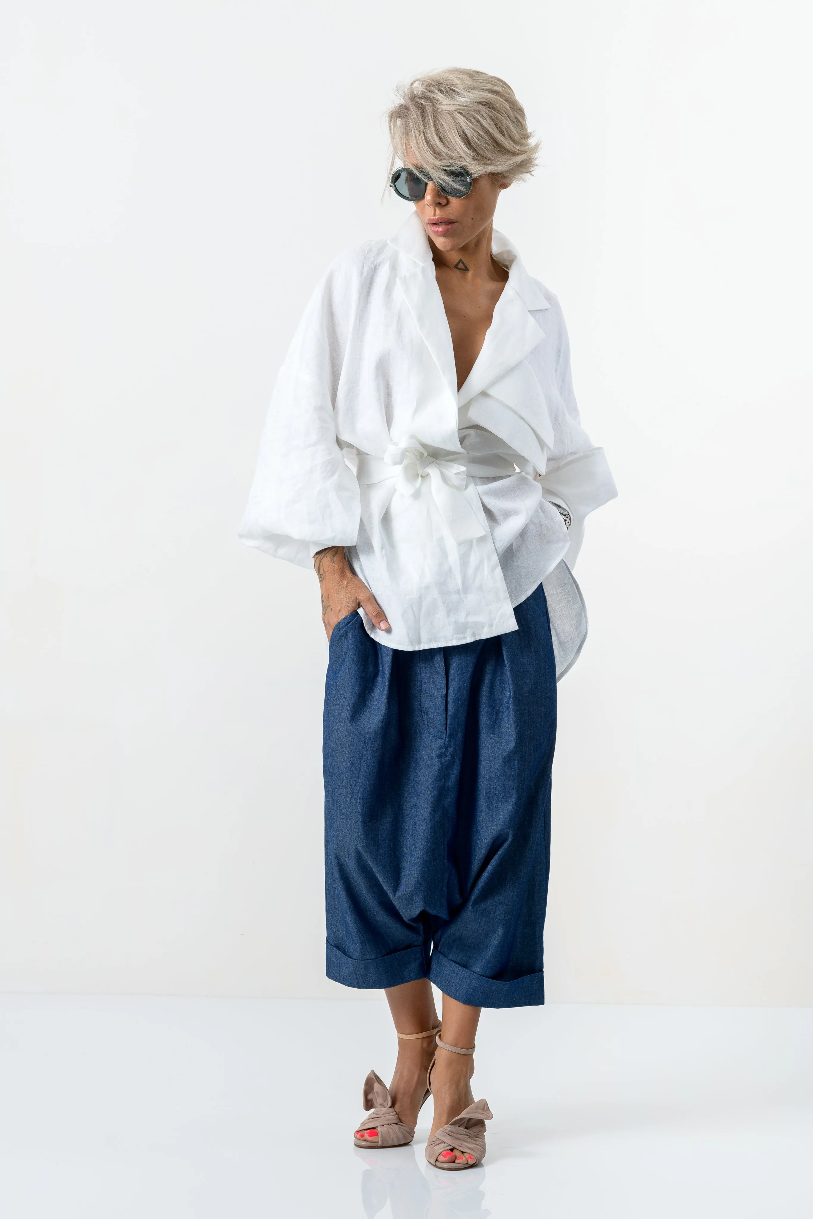 White Asymmetric Extravagant Shirt