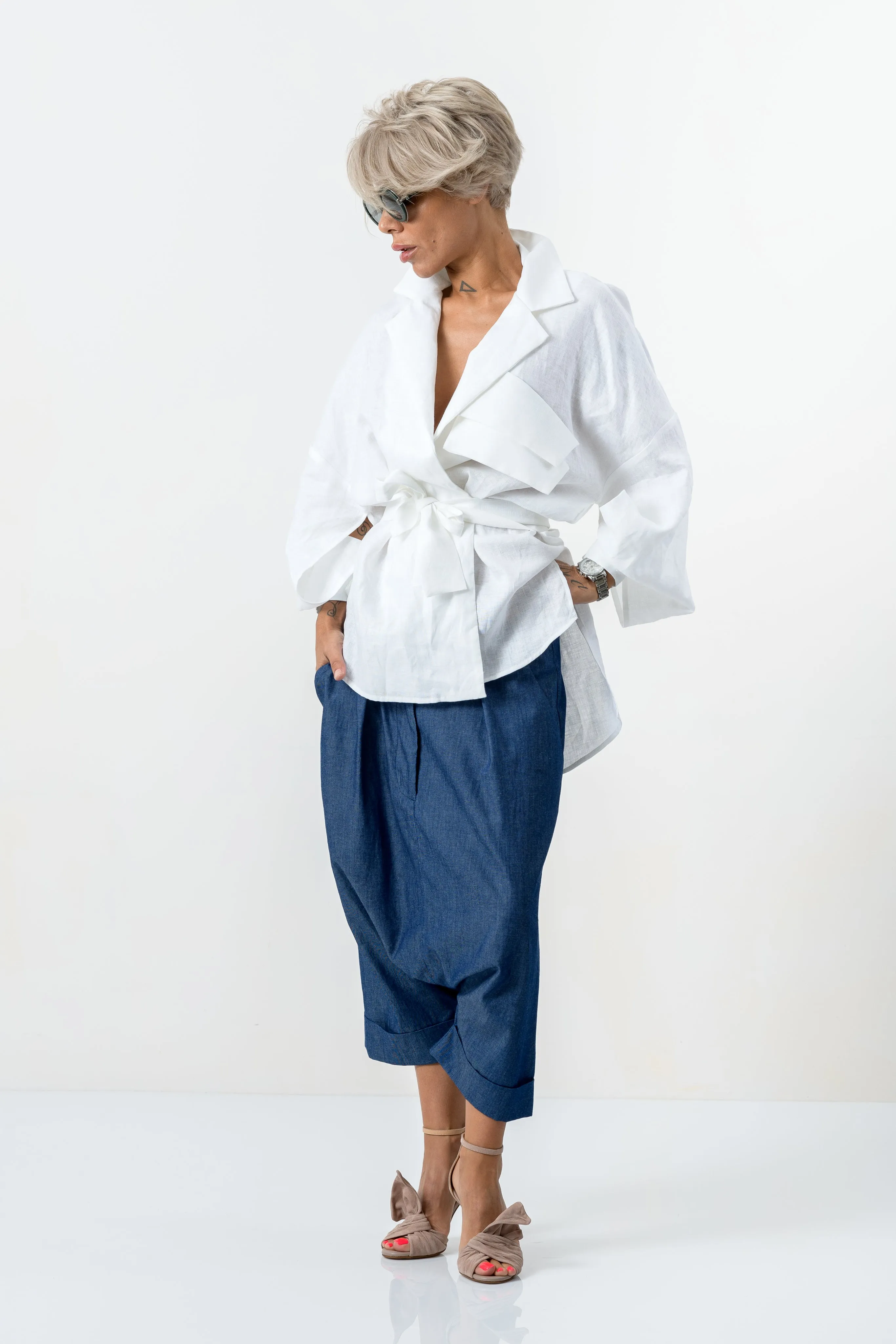 White Asymmetric Extravagant Shirt