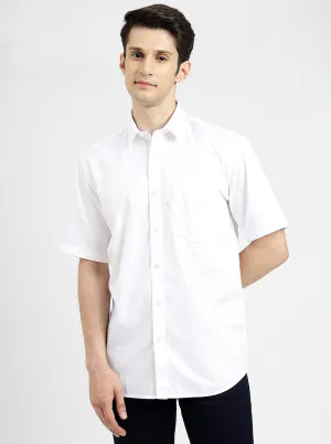 White Solid Tailored Fit Semi Casual Shirt | JadeBlue