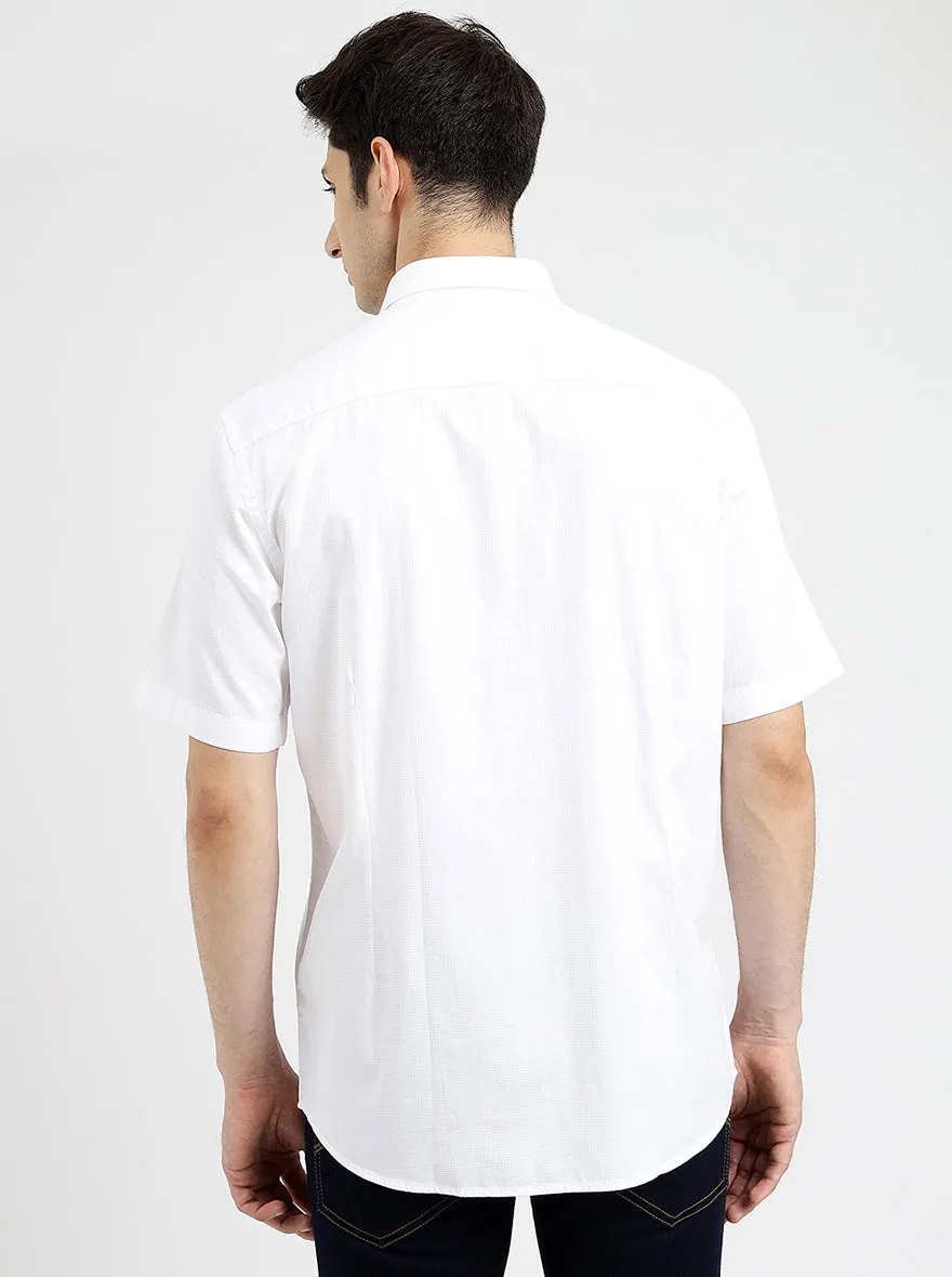 White Solid Tailored Fit Semi Casual Shirt | JadeBlue
