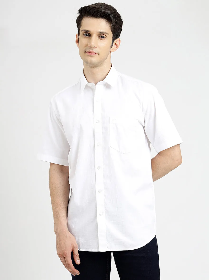 White Solid Tailored Fit Semi Casual Shirt | JadeBlue