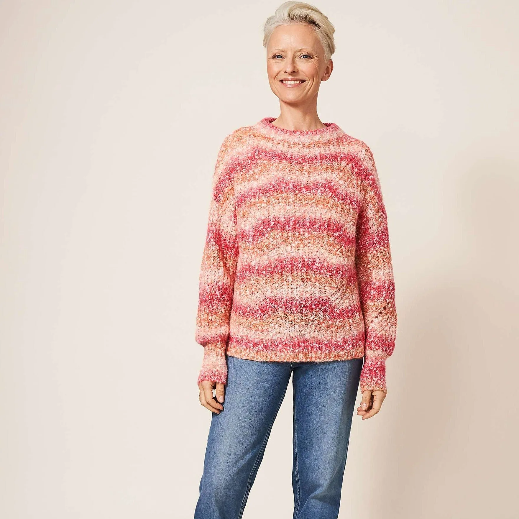 White Stuff Belonging Space Dye Jumper Pink