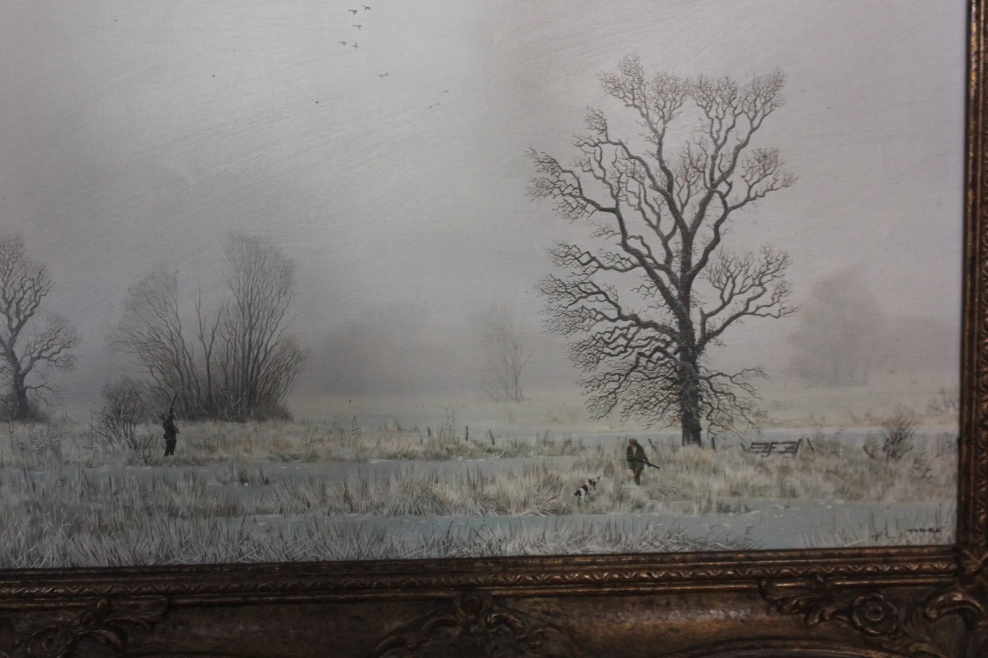 Winter snow scene landscape pheasant shoot by Nicholas Mace
