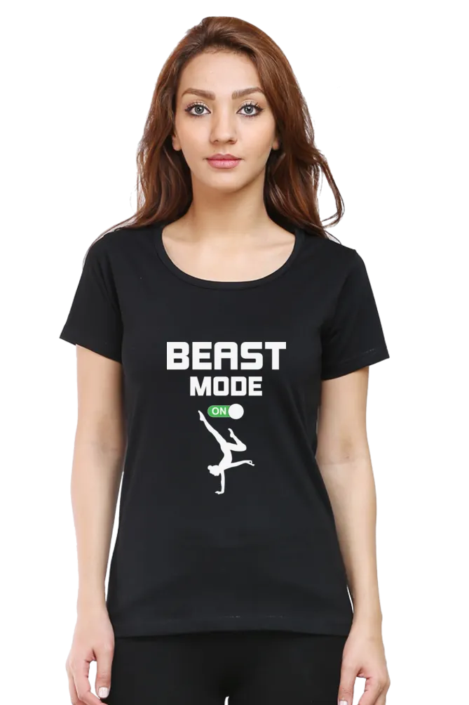 Women Round Neck  Half Sleeves T-Shirt - Beast Mode On