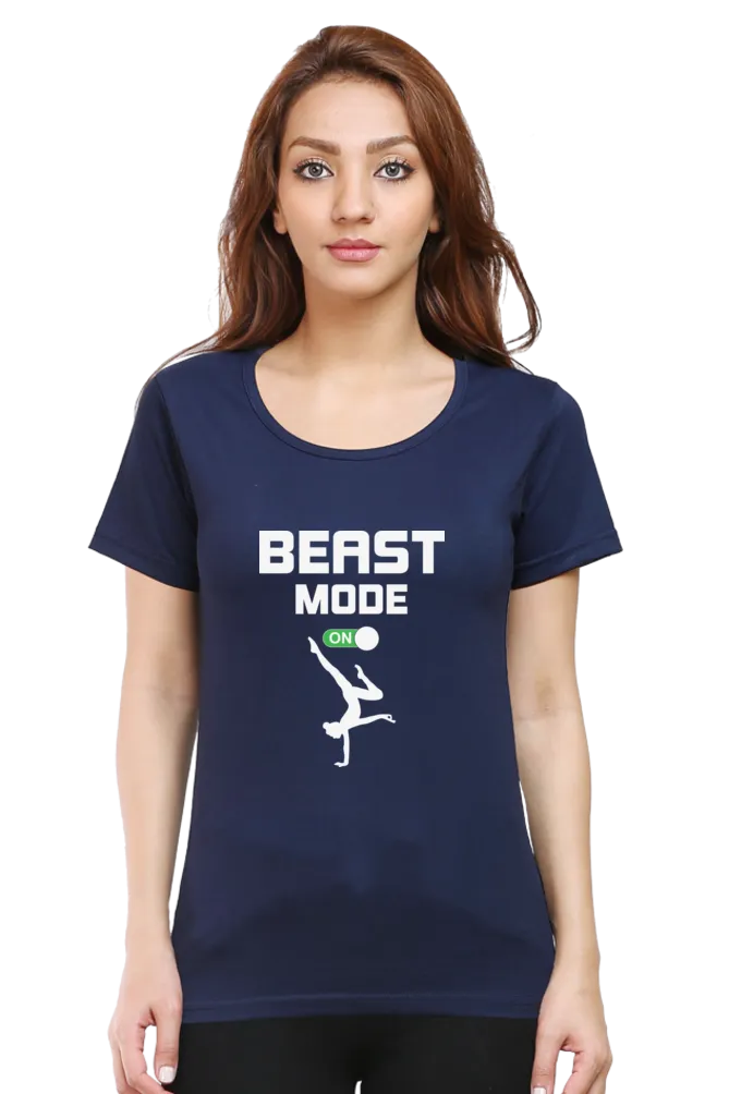 Women Round Neck  Half Sleeves T-Shirt - Beast Mode On