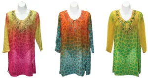 women's fashion tunic style cover-ups - leopard prints - sizes s-xl Case of 18