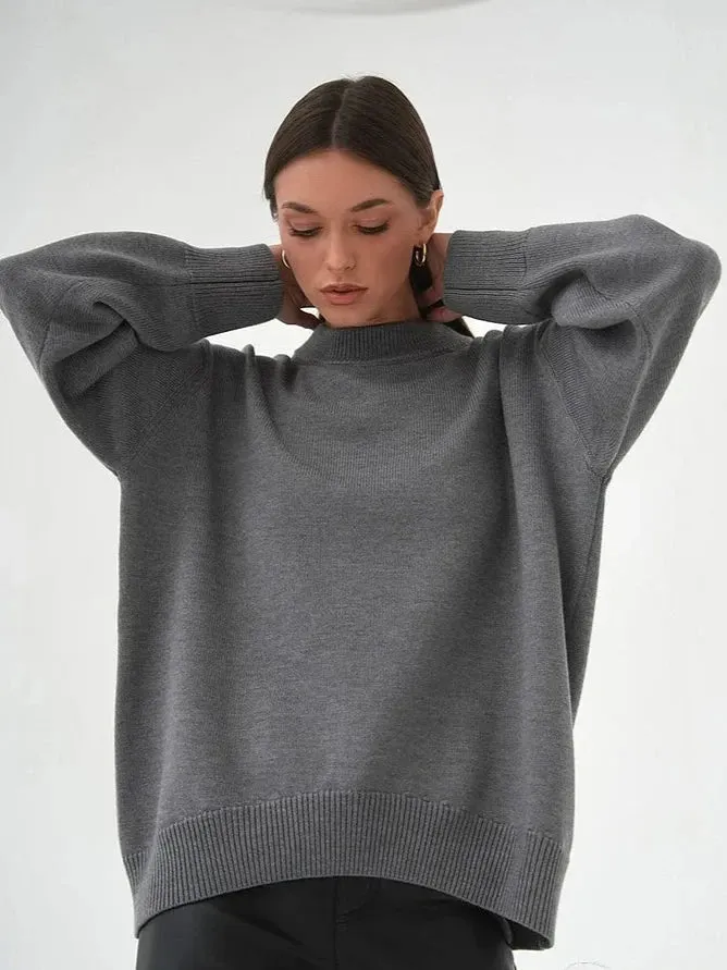 Women's Oversized Crew Neck Knitted Jumper | Ideal for Autumn/Winter