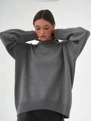 Women's Oversized Crew Neck Knitted Jumper | Ideal for Autumn/Winter