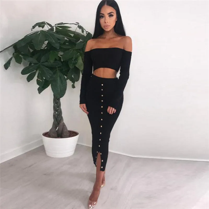 Women's Spring Long-Sleeved Two-Piece Maxi Dress