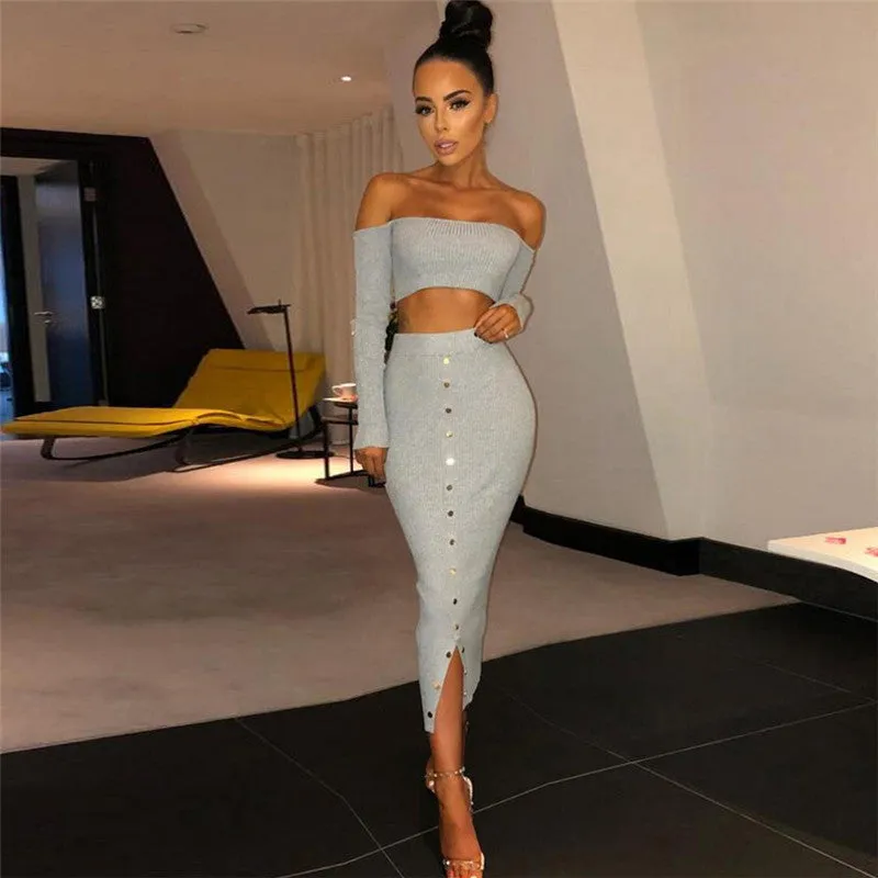 Women's Spring Long-Sleeved Two-Piece Maxi Dress
