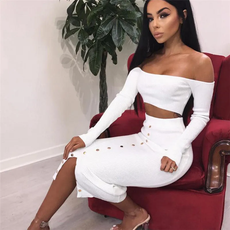 Women's Spring Long-Sleeved Two-Piece Maxi Dress