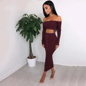 Women's Spring Long-Sleeved Two-Piece Maxi Dress