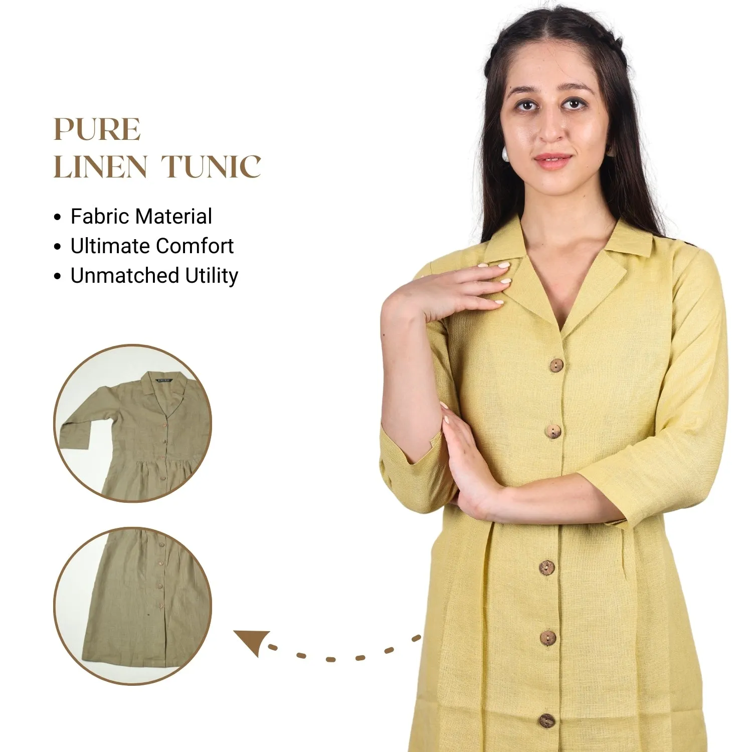 Women's V-Neck Summer Casual 3/4 Sleeve Button-Down Dress