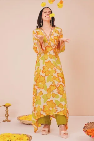 Yellow Asymmetrical Tunic Set